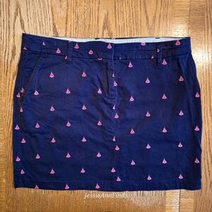 British Khaki Navy Blue Pink Sailboats Skirt Women's Size 12
